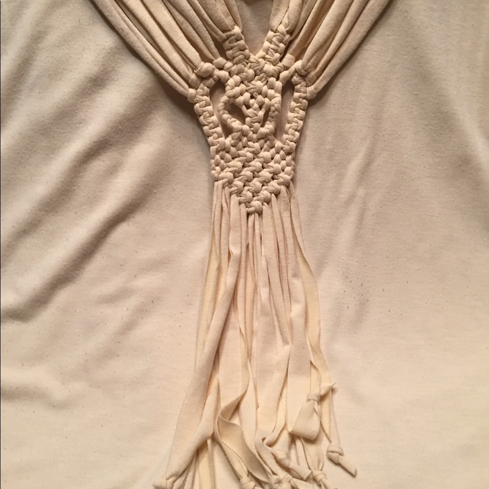 Crystal-Kobe ivory dolman macrame blouse - Picture 4 of 5